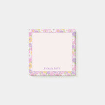 Personligt anteckningsblock med retro blommönster