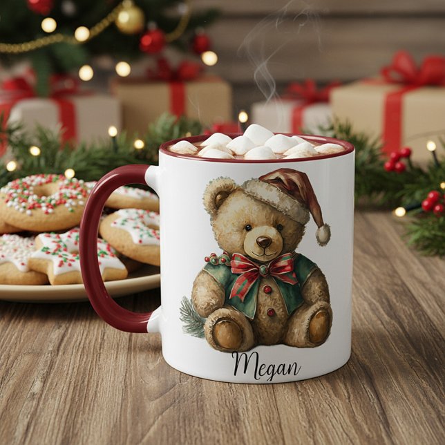 Personligt Antik Jul Teddybjörn Mugg (Skapare uppladdad)
