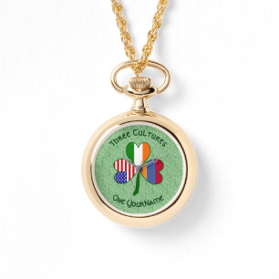 Personligt armeniskt irländskt USA Shamrock-halsba Armbandsur