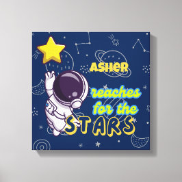 Personligt astronautbekräftelse sträck efter stjär canvastryck