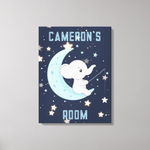 Personligt Baby Elefant Fiske 4 Stjärnor Canvas