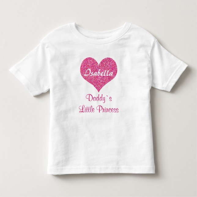 Personligt Babynamn Rosa Hjärtans Lilla Prinsessa T-shirt (Framsida)