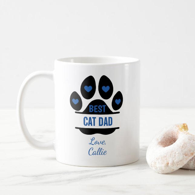 Personligt Bästa Kattpappa Tassavtryck Kaffemugg (Med munk)