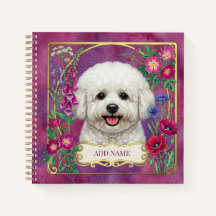 Personligt Bichon Frise Rosa Anteckningsblock