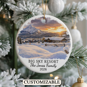 Personligt Big Sky Resort, Anpassat Montana Julgransprydnad Keramik