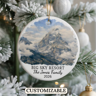 Personligt Big Sky Resort, Anpassat Montana Julgransprydnad Keramik