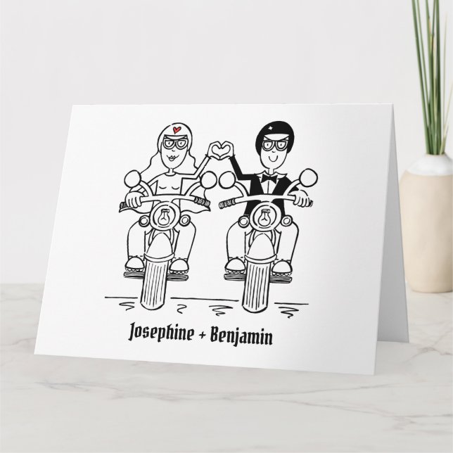 Personligt Biker Motorcykel Bröllopshälsningar Kort (Framsida)