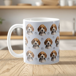 Personligt Blått Grått Hund Foto Tass Mönster Kaffemugg