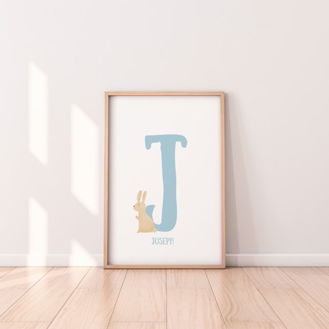 Personligt Blått Kanin Initialt Sängkammarmotiv Poster (Skapare uppladdad)