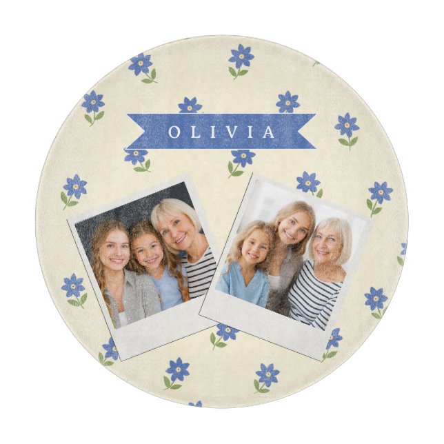 Personligt Blått Vildblommotiv Namn Present (Framsidan)