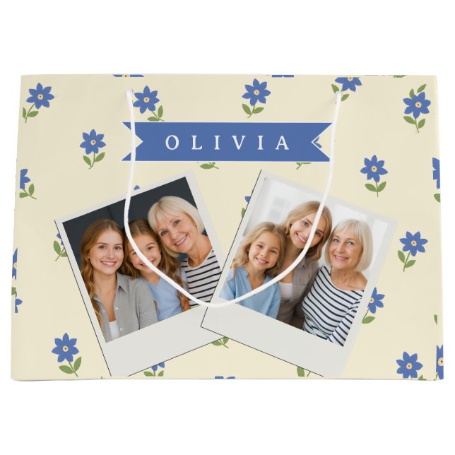 Personligt Blått Vildblommotiv Namn Present (Framsidan)