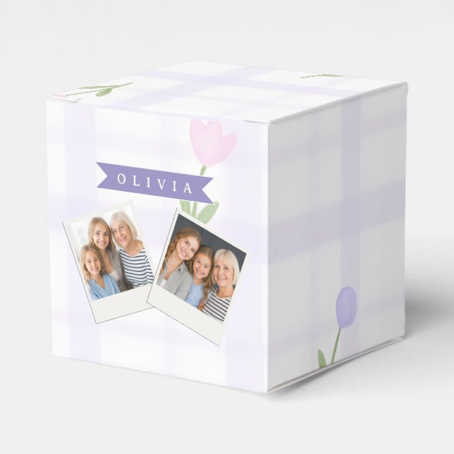 Personligt Blått Vildblommotiv Namn Present Presentaskar (Framsidan Sidan)