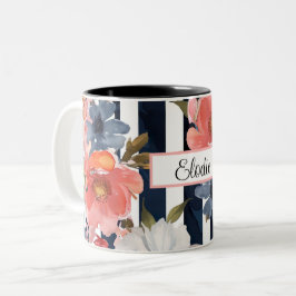 Personligt blomster mönster Två-Tonad mugg