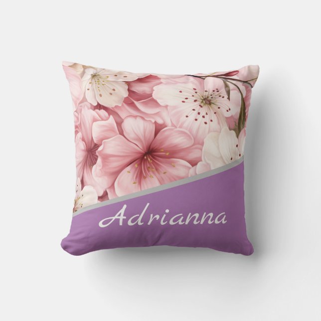 Personligt blomster namn kudde (Framsida)