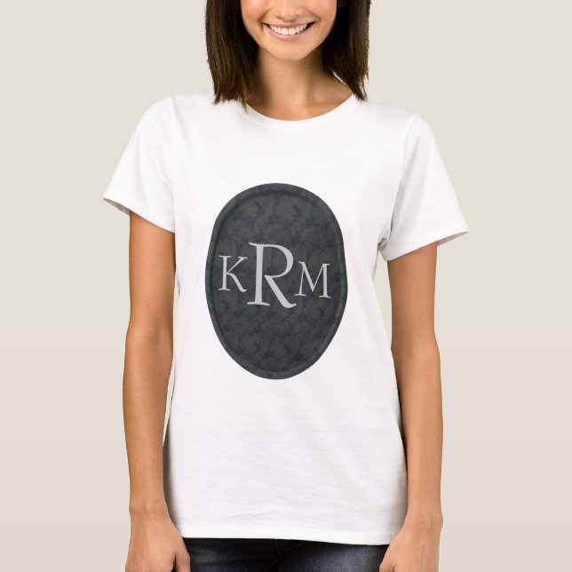 Personligt blomsterinitialer med dina initialer tee shirt (Framsida)