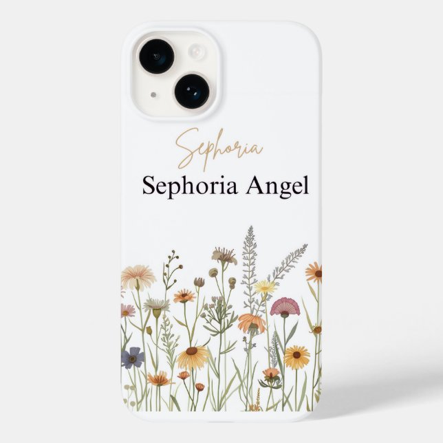 Personligt Boho Vildblomma Telefonfodral Customnam (Baksida)