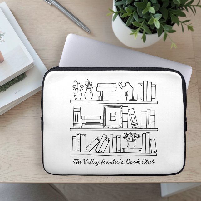 Personligt bokklubbspresent med monogram  laptop fodral (Skapare uppladdad)
