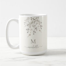 Personligt botaniskt akvarellmonogram elfenben