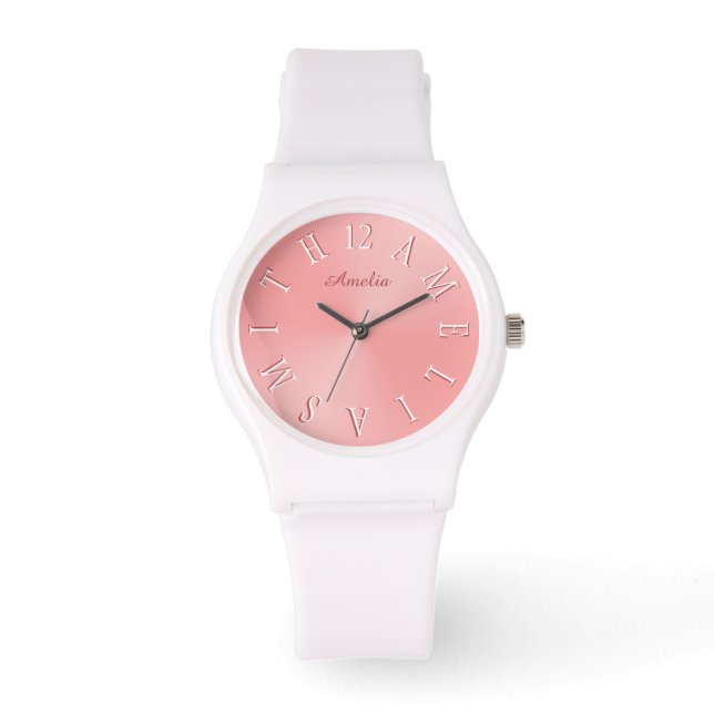 Personligt brev Urvals Rose Guld Rosa Gradient Armbandsur (Framsida)