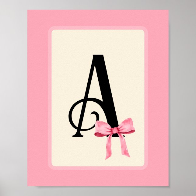Personligt brevbokstavstryck med rosa coquette-smy poster (Framsidan)