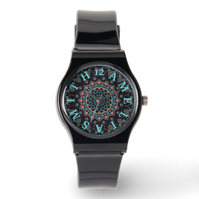 Personligt brevdial Boho Mandala Konst Armbandsur (Framsida)