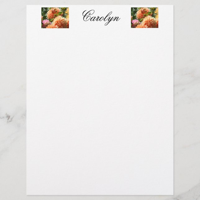 Personligt brevpapper Ditt Namn Dahlia Blommor (Framsida)
