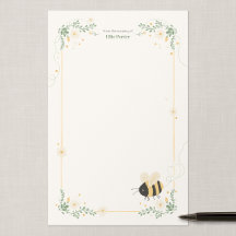 Personligt brevpapper för Bumble Bee Nursery