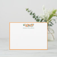 Personligt brevpapper med akvarell orange citrus