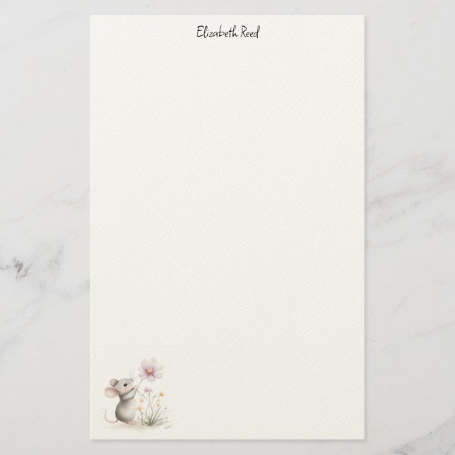 Personligt brevpapper Vattenfärg Mus (Framsida)
