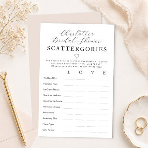 Personligt Bröllopsdusch Scattergories-spel