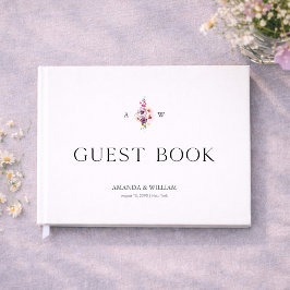 Personligt bröllopsgästbok med blommor gästböcker