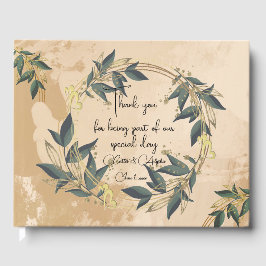 Personligt bröllopsgästbok med olivkrans gästböcker