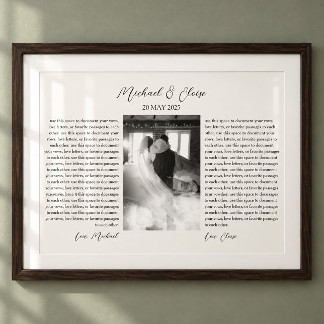 Personligt Bröllopslöfte Foto Minne (Personalized Wedding Vows Photo Keepsake Print)