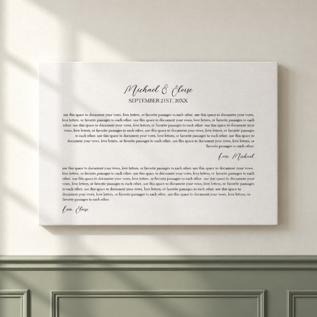 Personligt bröllopslöfte minnessaker canvastryck (Personalized Wedding Vows Keepsake Canvas Print)