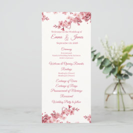Personligt bröllopsprogram med körsbärsblomtema. program