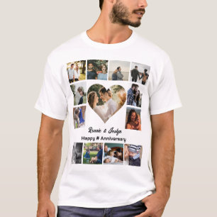 Personligt bröllp-årsdagen Heart 13 Photo Collage T Shirt