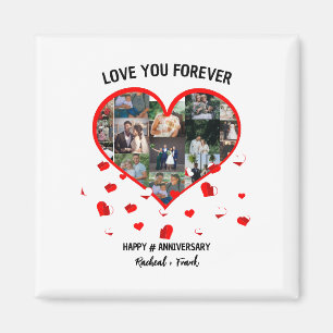 Personligt bröllp-årsdagen Heart Photo Collage Magnet