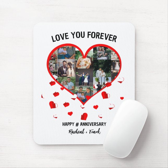 Personligt bröllp-årsdagen Heart Photo Collage Musmatta (Med mus)