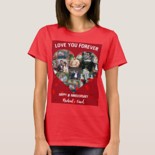 Personligt bröllp-årsdagen Heart Photo Collage T Shirt