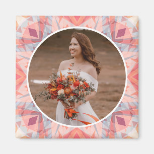 Personligt bröllp-årsdagen Rosa Star Photo Gift Magnet