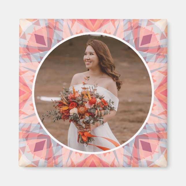 Personligt bröllp-årsdagen Rosa Star Photo Gift Magnet (Framsidan)
