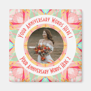 Personligt bröllp-årsjubiléet Red Rosa Photo Hälsn Magnet