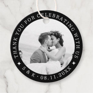 Personligt bröllp Black and White Photo Tack Gåvor Etiketter