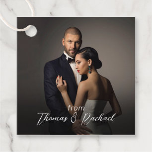 Personligt bröllp Bride and Groom Photo Tack Gåvor Etiketter