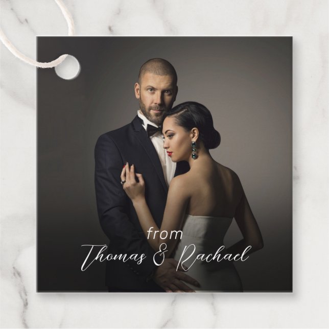 Personligt bröllp Bride and Groom Photo Tack Gåvor Etiketter (Framsida)