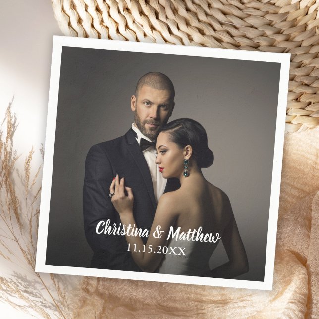 Personligt bröllp Bride and Groom's Photo Pappersservett (Skapare uppladdad)