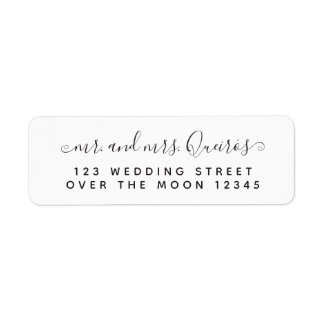 Personligt bröllp Calligraphy Modern Font Chic Returadress Etikett