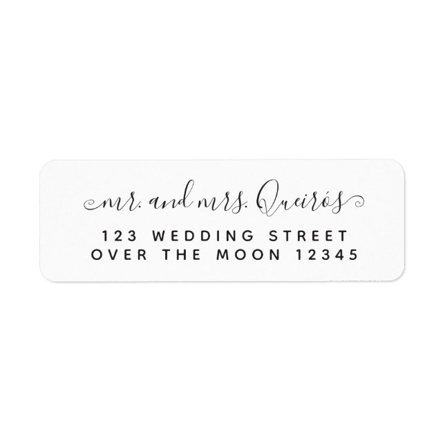Personligt bröllp Calligraphy Modern Font Chic Returadress Etikett (Framsidan)
