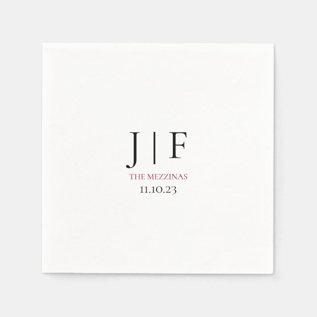 Personligt bröllp Cocktail Pappersservett (Framsidan)