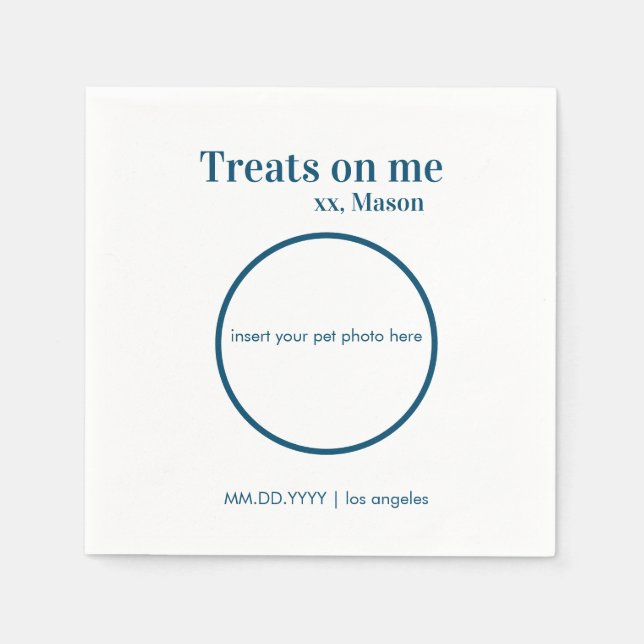 Personligt bröllp Dessert Napkin Hund/Cat/Pet Pappersservett (Framsidan)